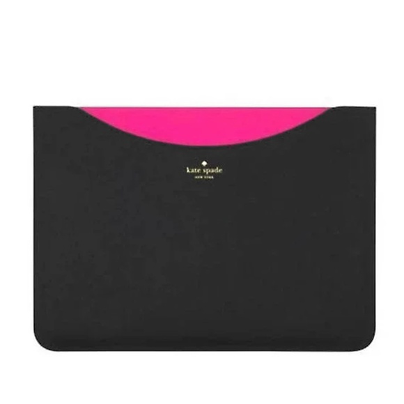 Kate Spade - Black Saffiano Hot Pink Interior Tablet / Laptop Slip Sleeve - Picture 1 of 13
